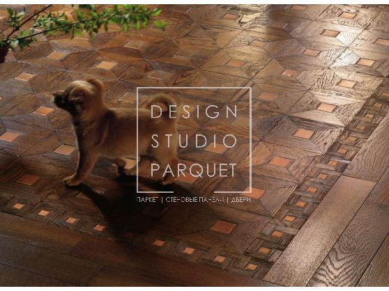 Деревянные полы Parquet In New Mosaics Collection Glamour Modern Elements Дуб средний + Керамика бронзовая